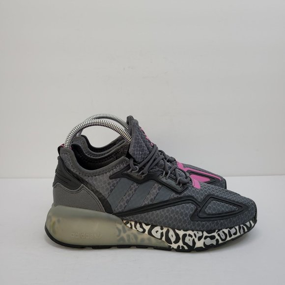 Adidas ZX 2K Boost Shoes - Adidas ZX 2K Boost Women's Low Top Running Shoes Grey Purple FX7053 US Size 8